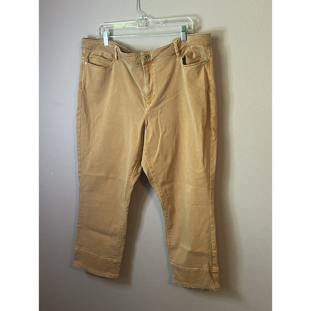 J. Jill Peach Rust Copper Wide Leg Capri‎ Jeans Pants Size 18